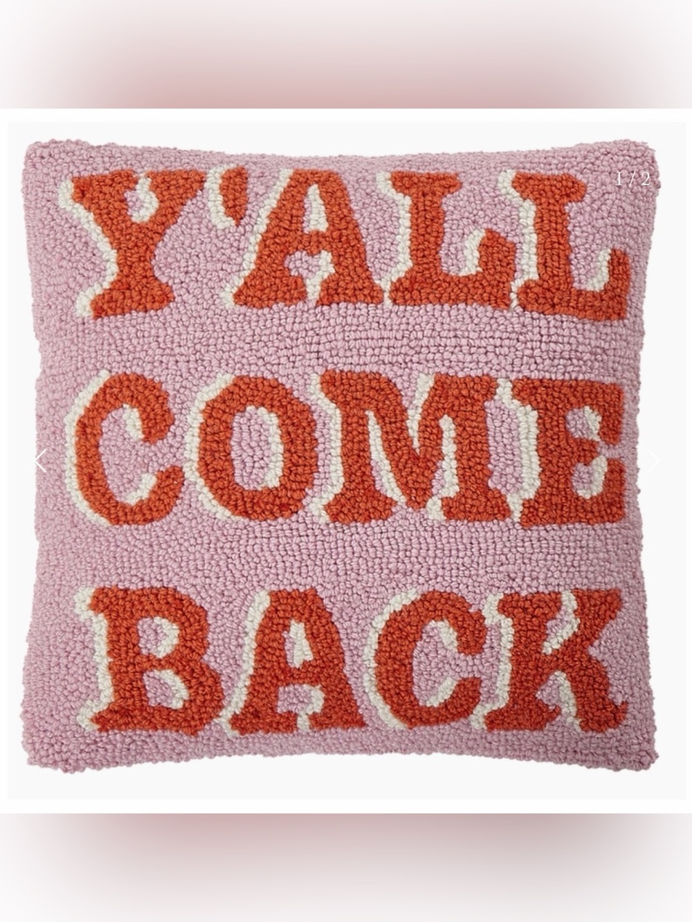 Y'ALL COME BACK Wool Hooked Accent Pillow